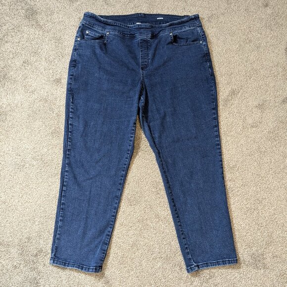 ALLISON DALEY Dark Blue Stretch Denim Pull-On Ankle Jeans; Size 20WS - Picture 1 of 3